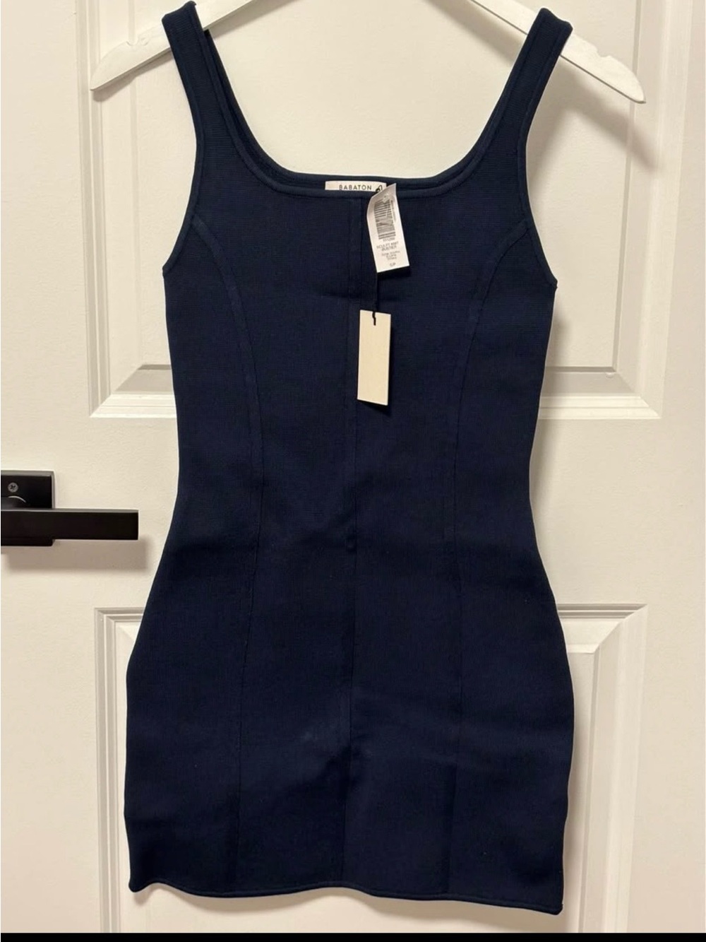 Babaton Navy Sculpt Knit Bustier Dress